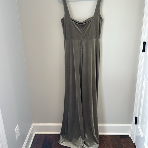 Jenny Yoo Collection for Anthropologie Mara Sage Velour Maxi Dress Women's 12 - Picture 5 of 16